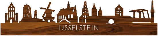 Skyline IJsselstein Palissander hout - 80 cm - Woondecoratie - Wanddecoratie - Meer steden beschikbaar - Woonkamer idee - City Art - Steden kunst - Cadeau voor hem - Cadeau voor haar - Jubileum - Trouwerij - WoodWideCities