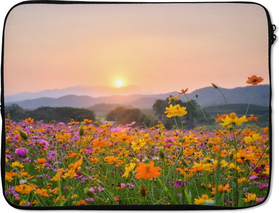 Housse ordinateur 15,6 pouces - Fleurs - Coucher de soleil - Berg - Housse ordinateur - Dimensions intérieures 39,5x29,5 cm - Dos noir