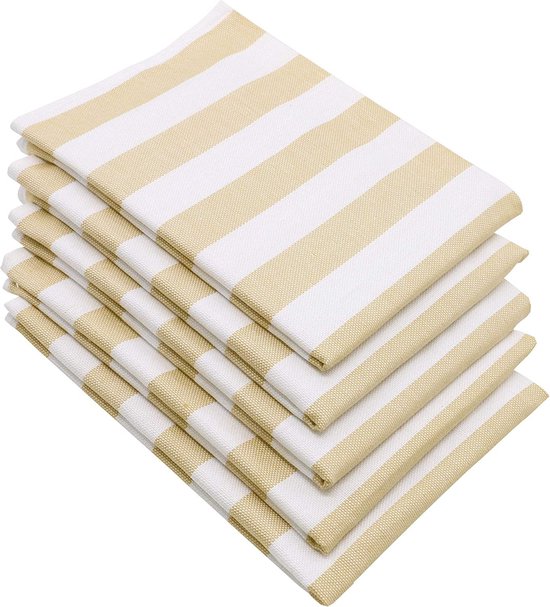 4 Torchons Cuisine Coton 50x70cm - Rayés Turquoise - 220g/m² - Qualité Hôtel