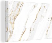 Toile Peinture Marbre - Goud - Wit - 120x80 cm - Décoration murale