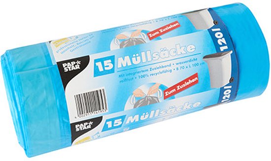 Papstar 45x sacs poubelles / sacs poubelles - 120 litres - bleu - sacs conteneurs