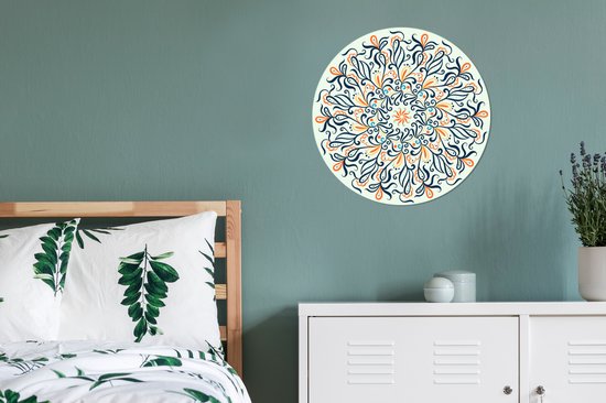 Motif carré avec un mandala décoré sur fond clair Sticker papier peint cercle mural - 50x50 cm - peinture ronde - cercle papier peint - cercle mural - cercle vivant - autocollant & découpe ronde