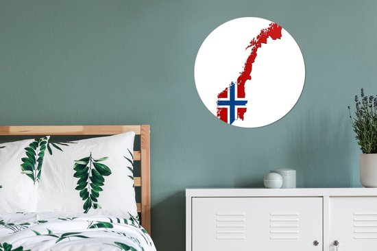 Illustration de la Norvège dans la couleur du drapeau Sticker mural cercle mural 50x50 cm / cercle papier peint / cercle mural / cercle vivant - autocollant & coupe ronde