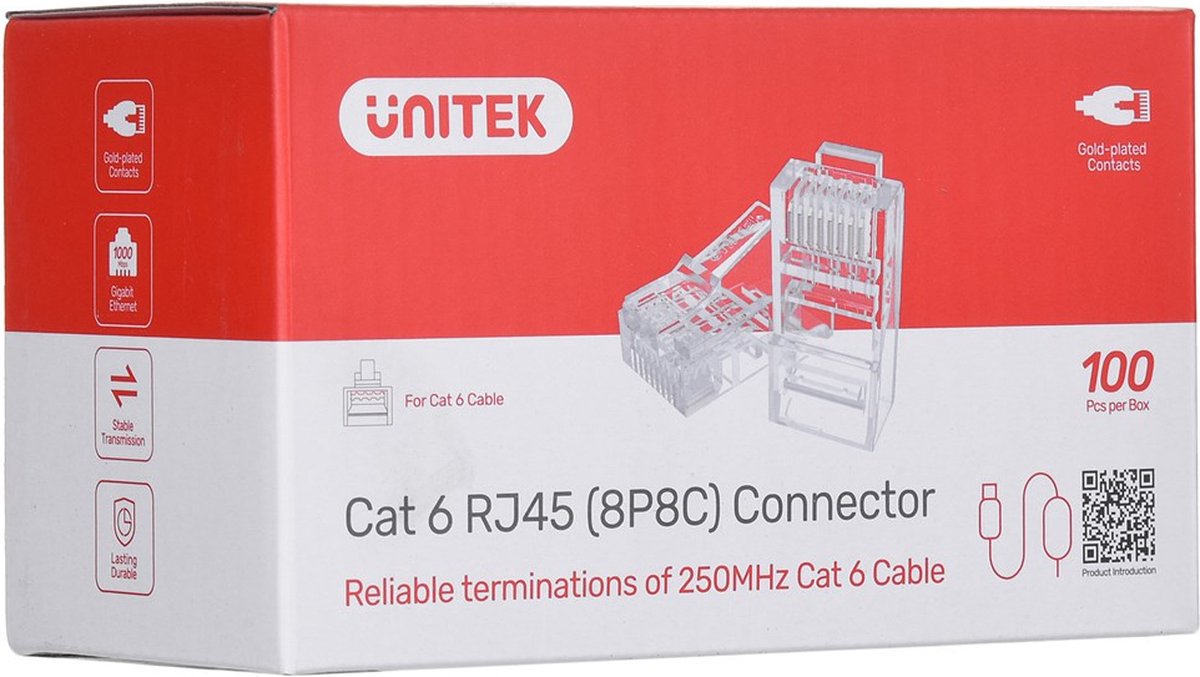 UNITEK MODULAR PLUGS RJ45 (8P8C), CAT.6, Y-OT19TP