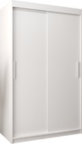 InspireMe - Kledingkast met 2 schuifdeuren, Modern-stijl, Kledingkast met planken (BxHxD): 120x200x62 - TORM 120 Wit Mat