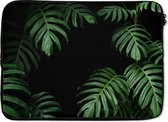 Laptophoes 14 inch - Jungle - Planten - Monstera - Groen - Zwart - Laptop sleeve