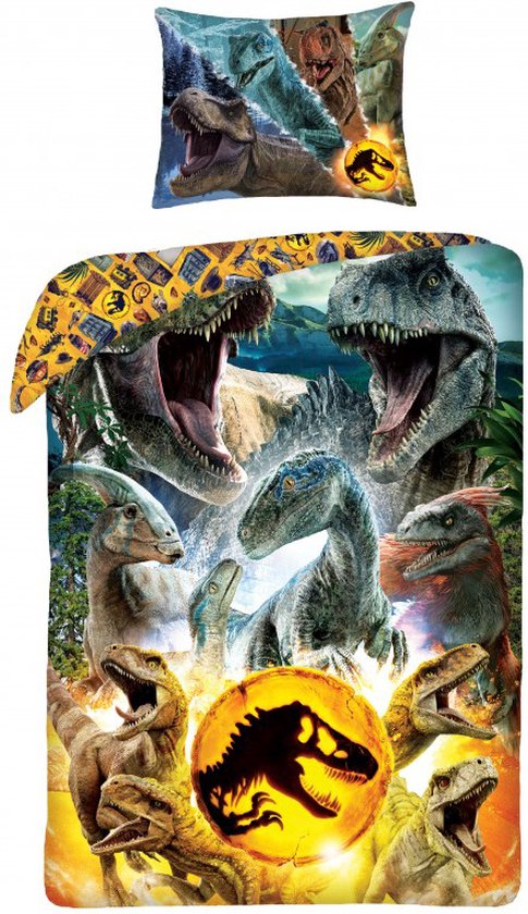 Jurassic World Dekbedovertrek, Dino - Eenpersoons - 140 x 200 cm - Katoen