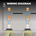Illustratie van de bedradingsschema voor LED inbouwspots.