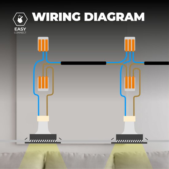 Illustratie van de bedradingsschema voor LED inbouwspots.