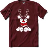 Rendier Buddy - T-Shirt - Heren - Burgundy - Maat L