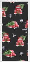 Deursticker Kerst - Kerstboom - Auto - Design - 90x215 cm - Deurposter