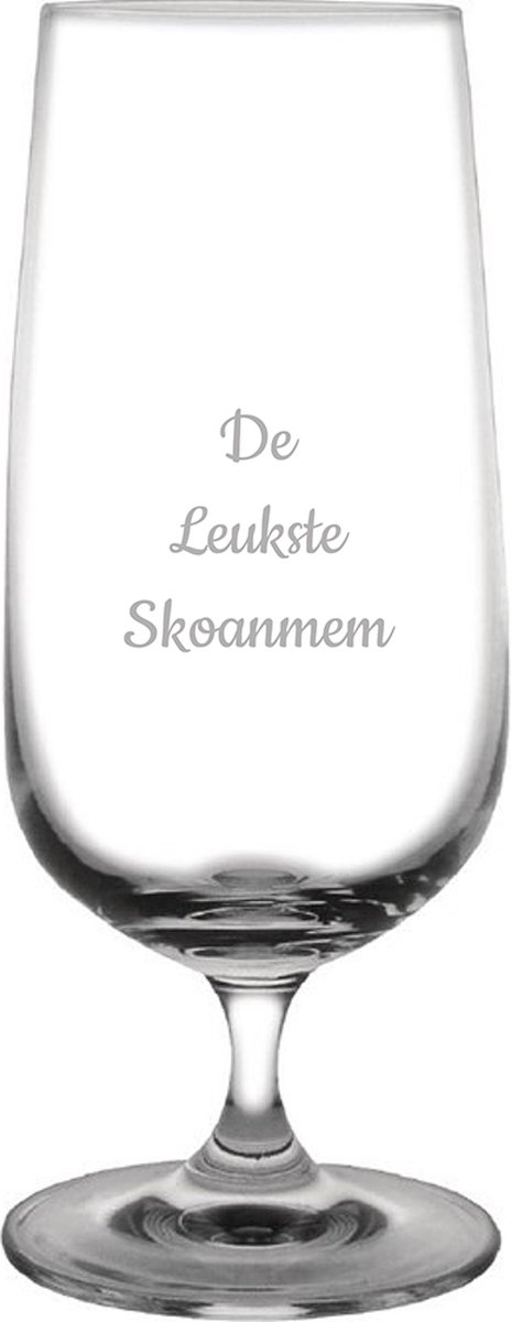 Gegraveerde bierglas op voet 41cl De Leukste Skoanmem