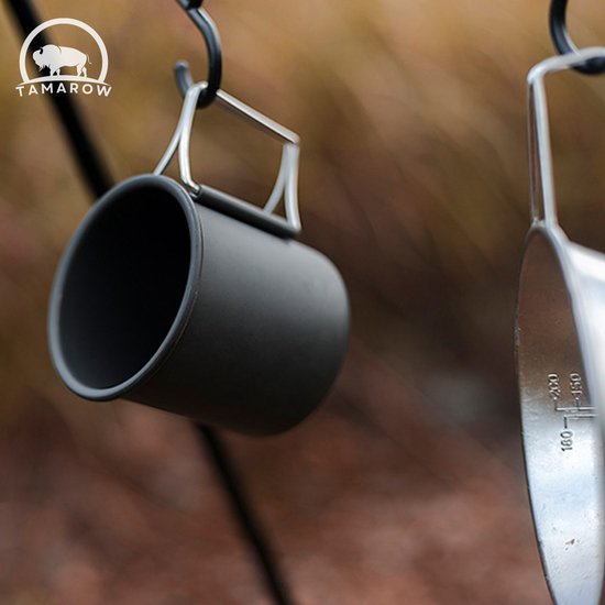 Ensemble de tasses de camping en acier inoxydable Tamarow - Tasse Set - Tasses de camping extensibles - Argent - Set de 2