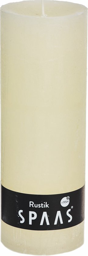 SPAAS - Rustieke geurloze Cilinderkaars hoogte 19cm, ± 95 uur - Ivoor - Cilinderkaars