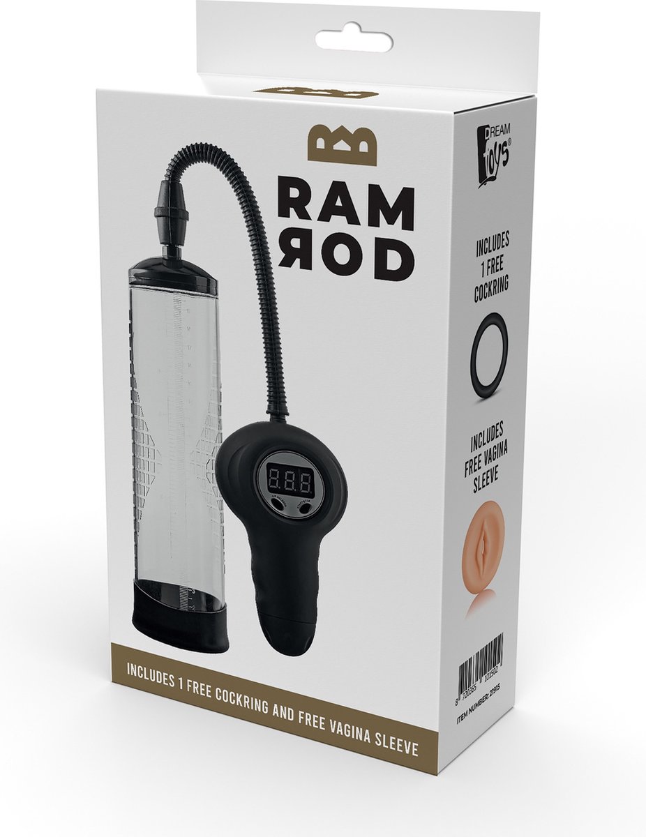 Goedkoopste Dream Toys - Ramrod automatisch penispomp met digitale drukmeter - Zwart