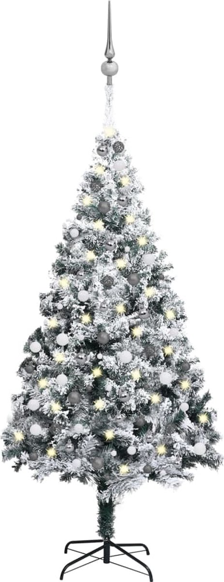 Prolenta Premium - Kunstkerstboom met LED's en kerstballen 240 cm PVC groen