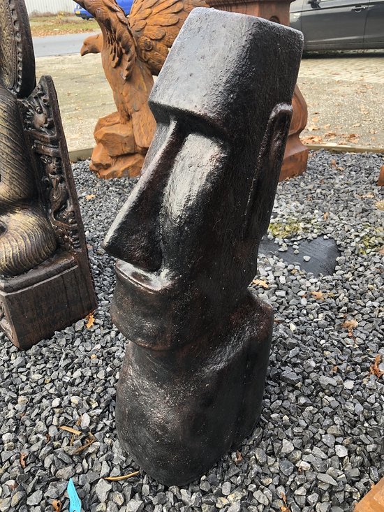 MOAI XXL, grande statue en pierre, des îles de Pâques, marron foncé