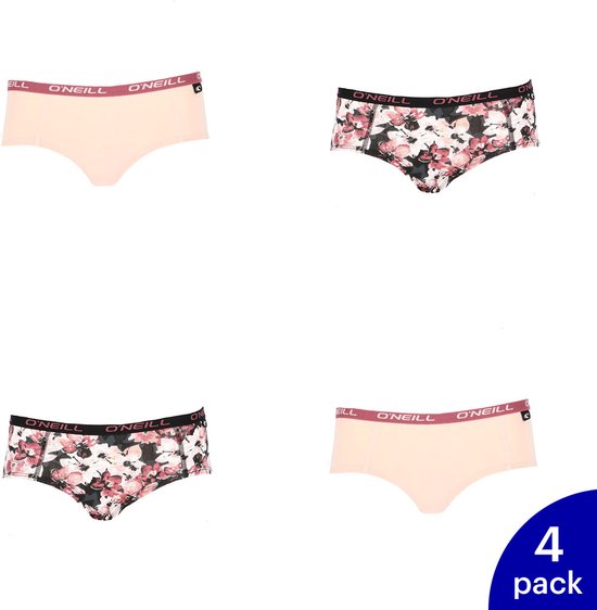 4-Pack O'Neill dames hipster bloemen ondergoed 801752 - zwart / rood