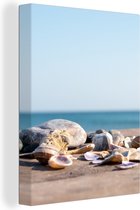 Toile - Canvasdoek - Coquillages - Sable - Eté - Ciel - Décoration de chambre - Peintures sur toile - Photo sur toile - 60x80 cm - Chambre