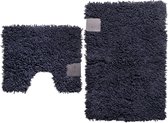 Wicotex- Ensemble de tapis de Badmat avec Tapis de toilette-Tapis WC-Avec évidement Excellent anthracite-Bas anti-dérapant