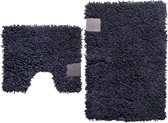 Wicotex - Badmat set met Toiletmat - WC mat met uitsparing Excellent Antraciet - Antislip onderkant