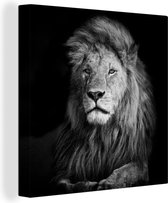 Canvas schilderij - Wilde dieren - Leeuw - Zwart - Wit - Woondecoratie - 90x90 cm - Foto op canvas - Canvasdoek