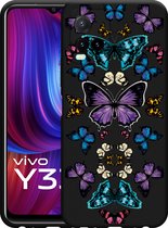 Vivo Y33s Hoesje Zwart Vlinder Symmetrie - Designed by Cazy