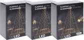 Kerstverlichting - Vlaggenmast - 3 stuks - 120 LED's - Hoogte: 200 cm - Warm wit