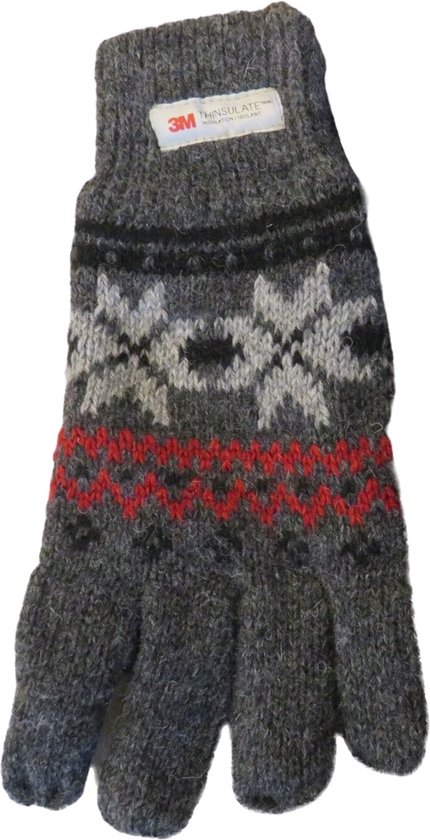 Handschoenen dames winter met Thinsulate voering (deels met wol) antraciet