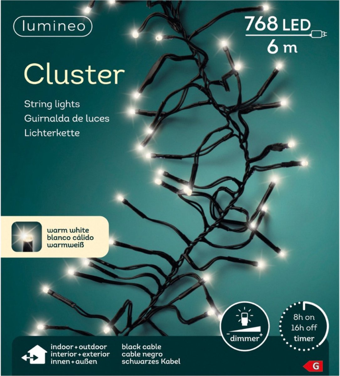 Cluster lights 768led 6m warm white | Lumineo 494696 | bol.com
