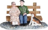 Luville - Ted & Ans assis sur un banc - l9xw5xh5,5cm - Maisons & Villages de Noël