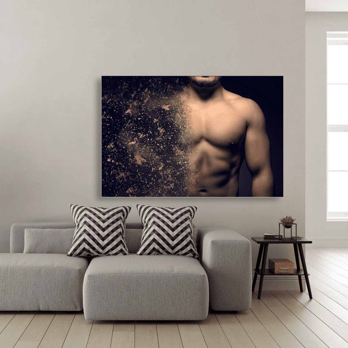Meester Aan De Muur - Schilderij - Doek Schilderstuk Muurdecoratie Fotokunst Tafereel Building The Perfect Male Body - Multicolor - 60 X 40 Cm