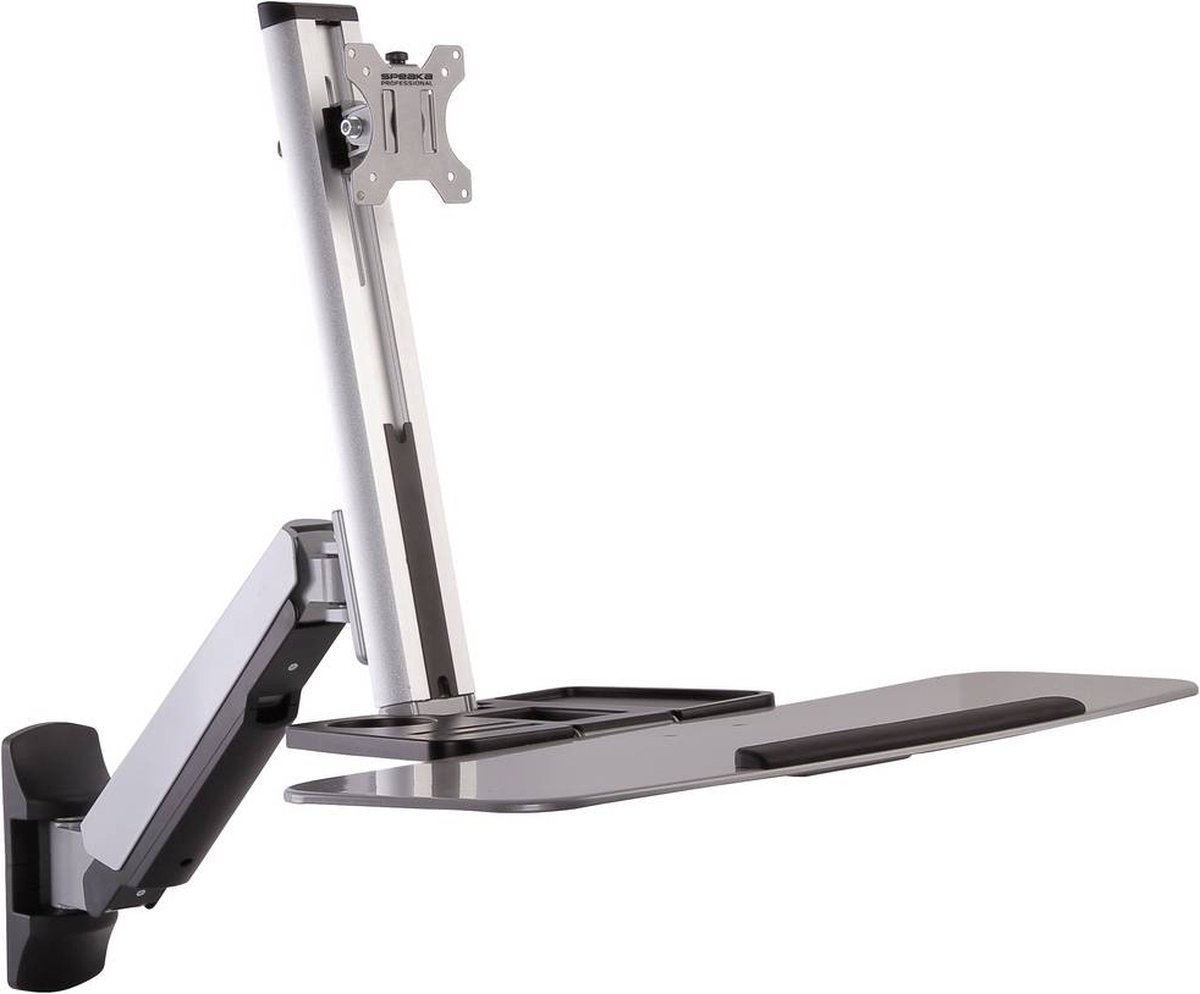 SpeaKa Professional SP-MM-705 Monitor-wandbeugel 1-voudig 33,0 cm (13) - 81,3 cm (32) In hoogte verstelbaar, Kantelbaar, Zwenkbaar, Toetsenbordhouder