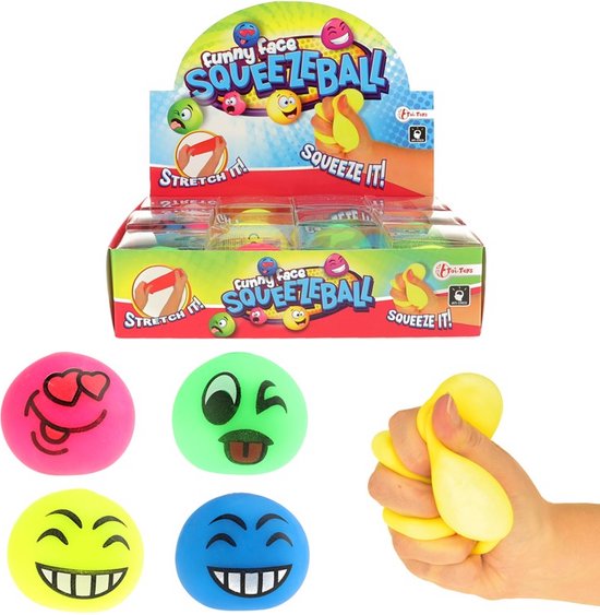 FUN Balle à presser -Emoji- avec visages 6cm 6 assortis