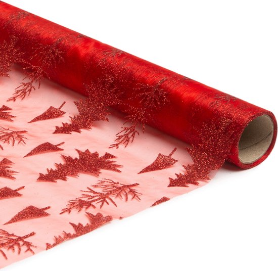 Kerst Tafelloper - 180 x 28 cm Tafelkleed Rood