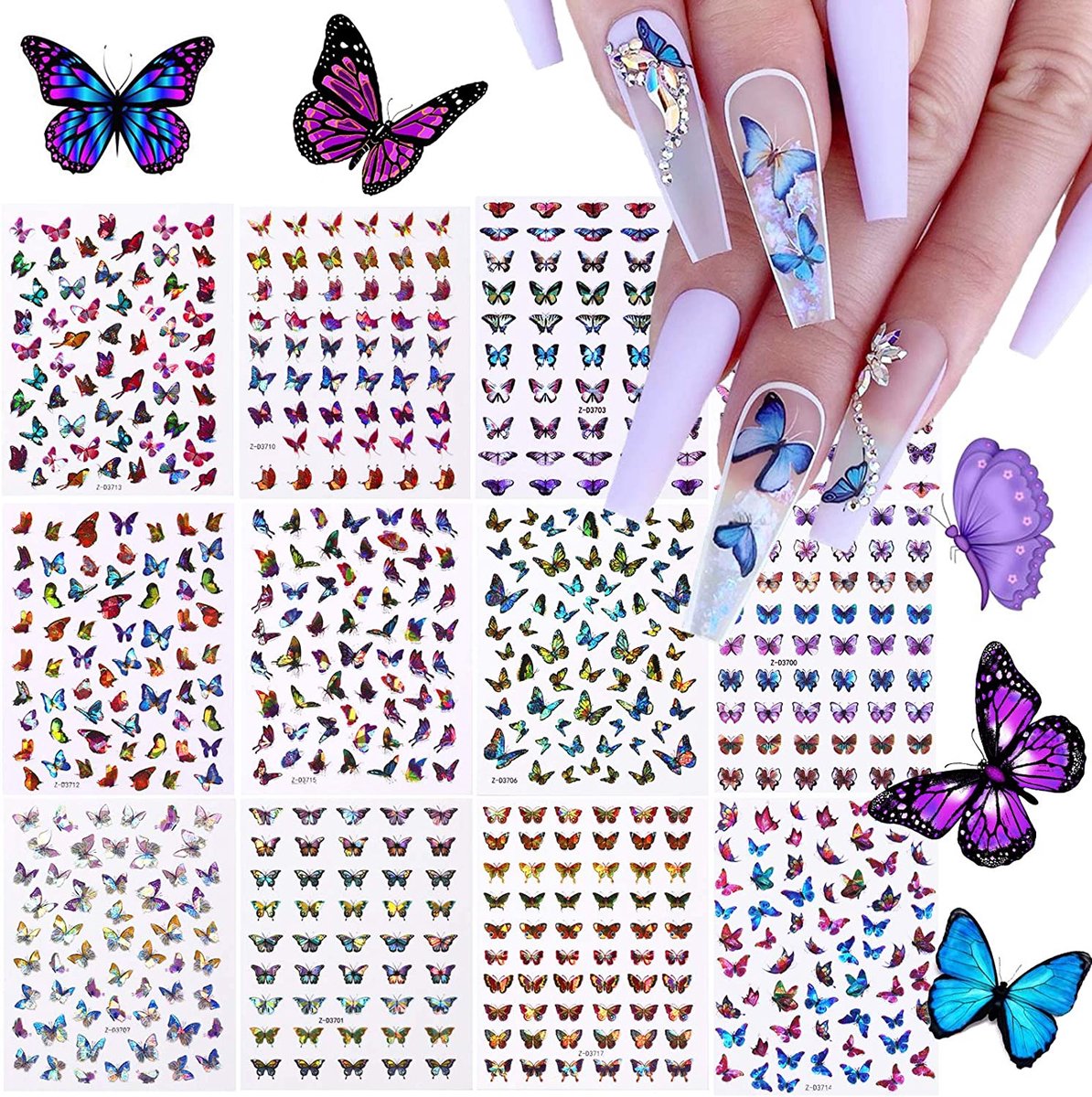 Goedkoopste GUAPÀ® Nagelstickers - nail wrap - Nail Art - Nagel Folie - Kerst Stickers - Nagelstickers Kerst - Vlinder Stickers - 12 Nail Art stickervellen
