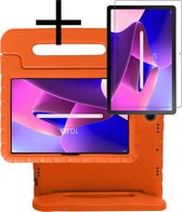 Hoesje Geschikt voor Lenovo Tab M10 Plus 3rd Gen Hoesje Kinderhoes Shockproof Hoes Kids Case Met Screenprotector - Oranje