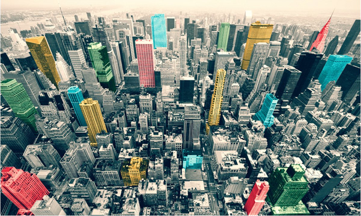 Fotobehang - Kleurrijke reflecties van New York.