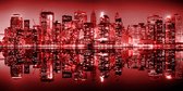 Fotobehangkoning - Behang - Vliesbehang - Fotobehang XXL - Red-hot New York - Rode Stad - 550 x 270 cm
