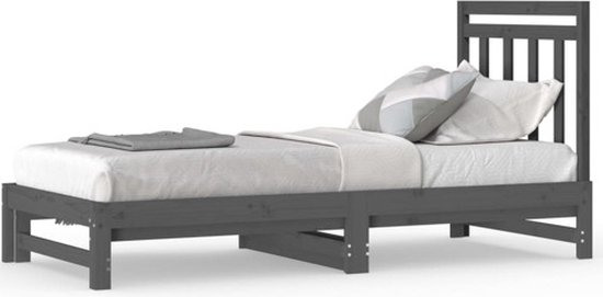 Kinderbedframe massief grenenhout grijs 90x200 cm