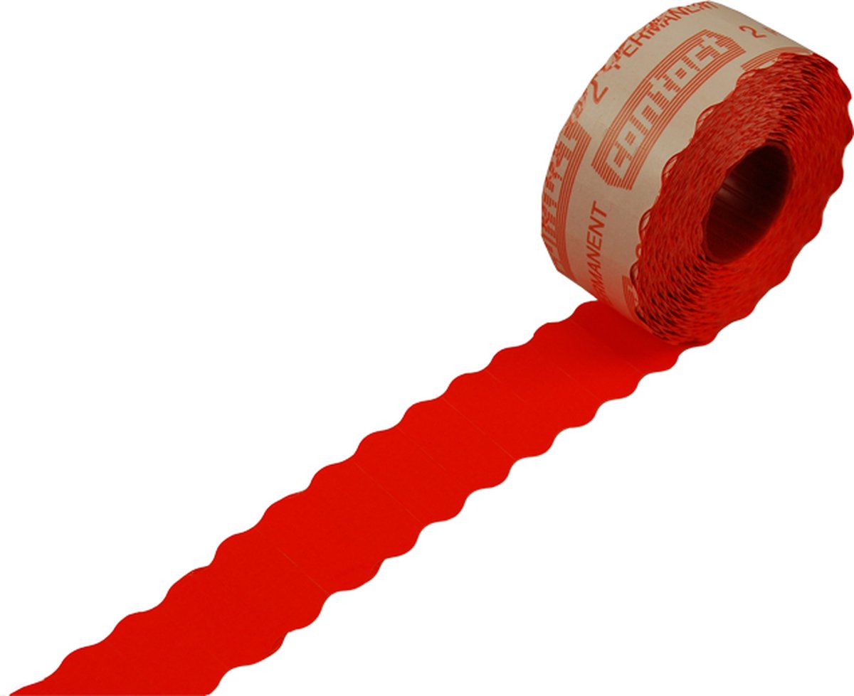 Contact Etiket - Prijsetiket - papier - permanent - 26x12mm - fluor/rood - 18 rol