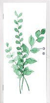 Deursticker Waterverf - Bladeren - Planten - 85x215 cm - Deurposter