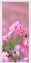 Deursticker Bloemen - Buiten - Roze - 95x215 cm - Deurposter