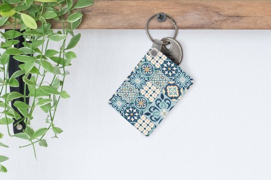 Porte-clés - Fleurs - Blauw - Design - Carrelage - Cadeaux - Plastique