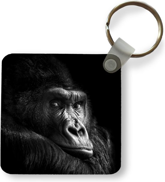 Sleutelhanger - Uitdeelcadeautjes - Gorilla - Aap - Zwart - Wit - Portret - Plastic