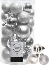 Decoris kerstballen - 44x stuks - zilver - 3-4-5-6 cm - kunststof