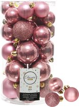 Decoris kerstballen - 44x stuks - oudroze - 3-4-5-6 cm - kunststof