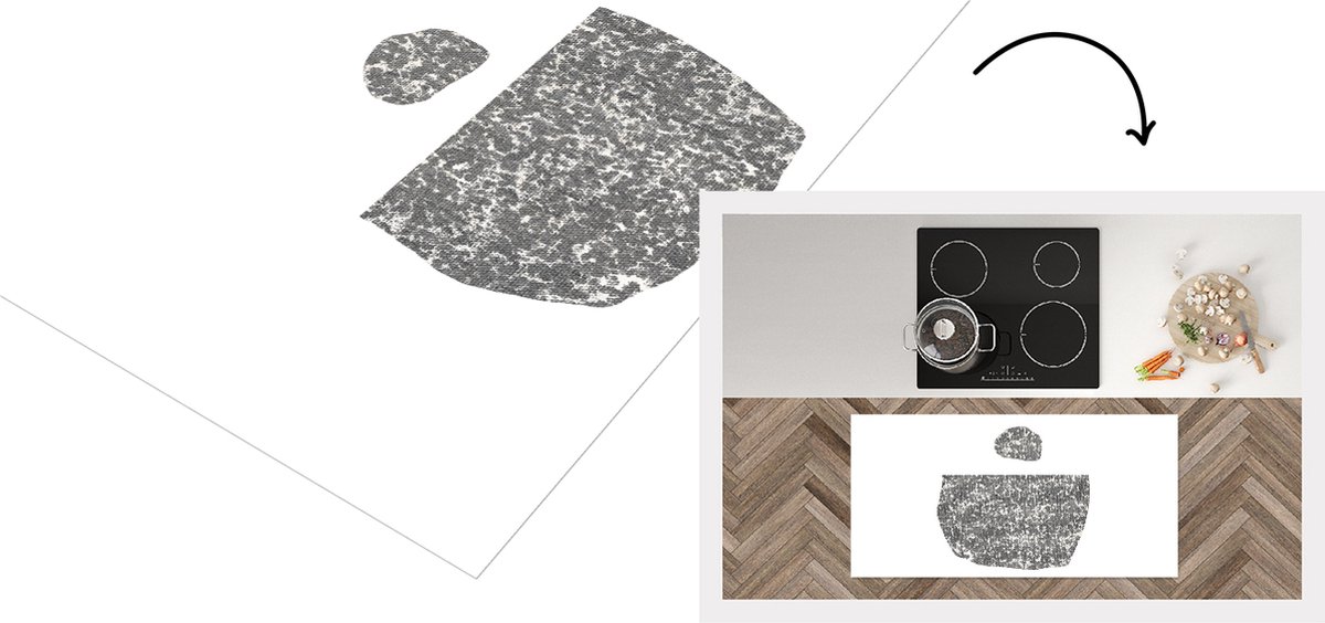 KitchenYeah Keukenloper - Loper keuken - Minimalisme - Abstract - Design - 120x60 cm - Keukenloper vinyl Multicolor