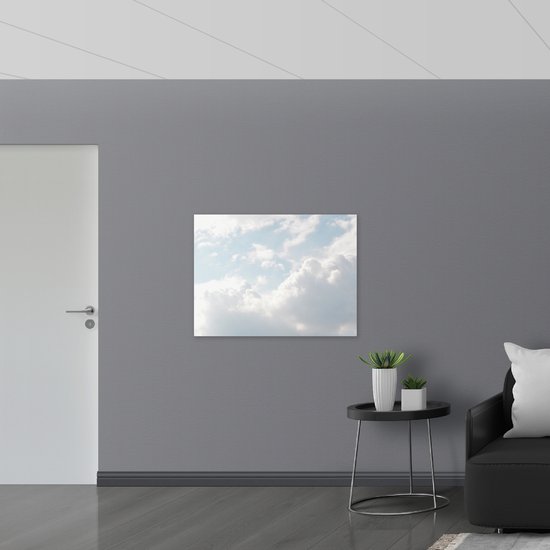 WallClassics - Poster Glanzend – Grote Witte Wolken in de Lucht - 100x75 cm Foto op Posterpapier met Glanzende Afwerking
