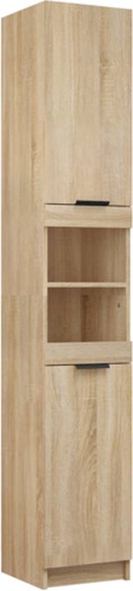 vidaXL Badkamerkast 32x34x188,5 cm bewerkt hout zwart